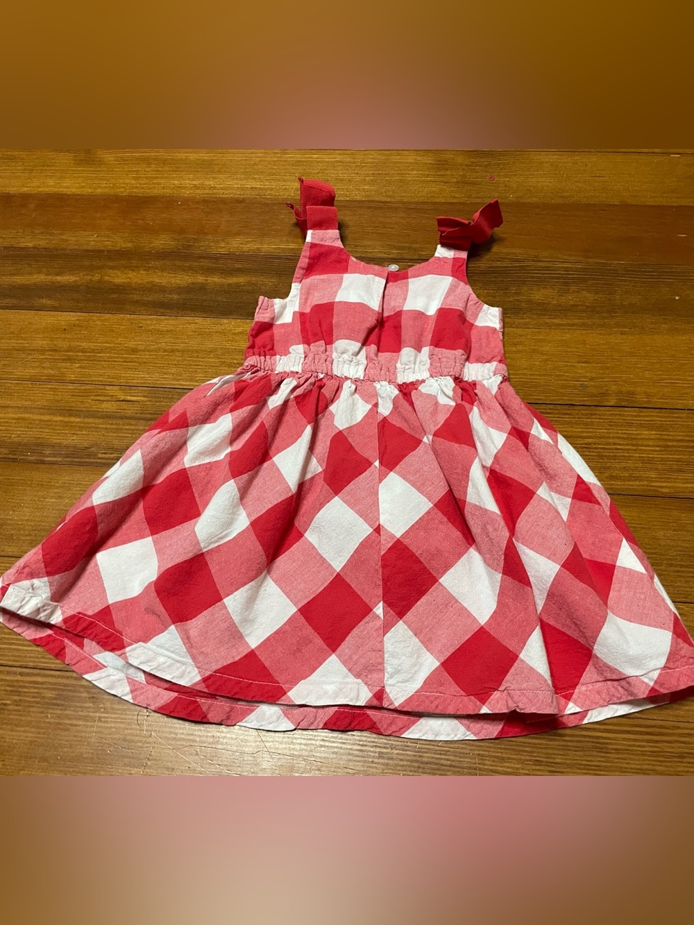 Lucky Penny Red and White Gingham Cotton Sundress with Bows at Shoulder 2T - Picture 6 of 9
